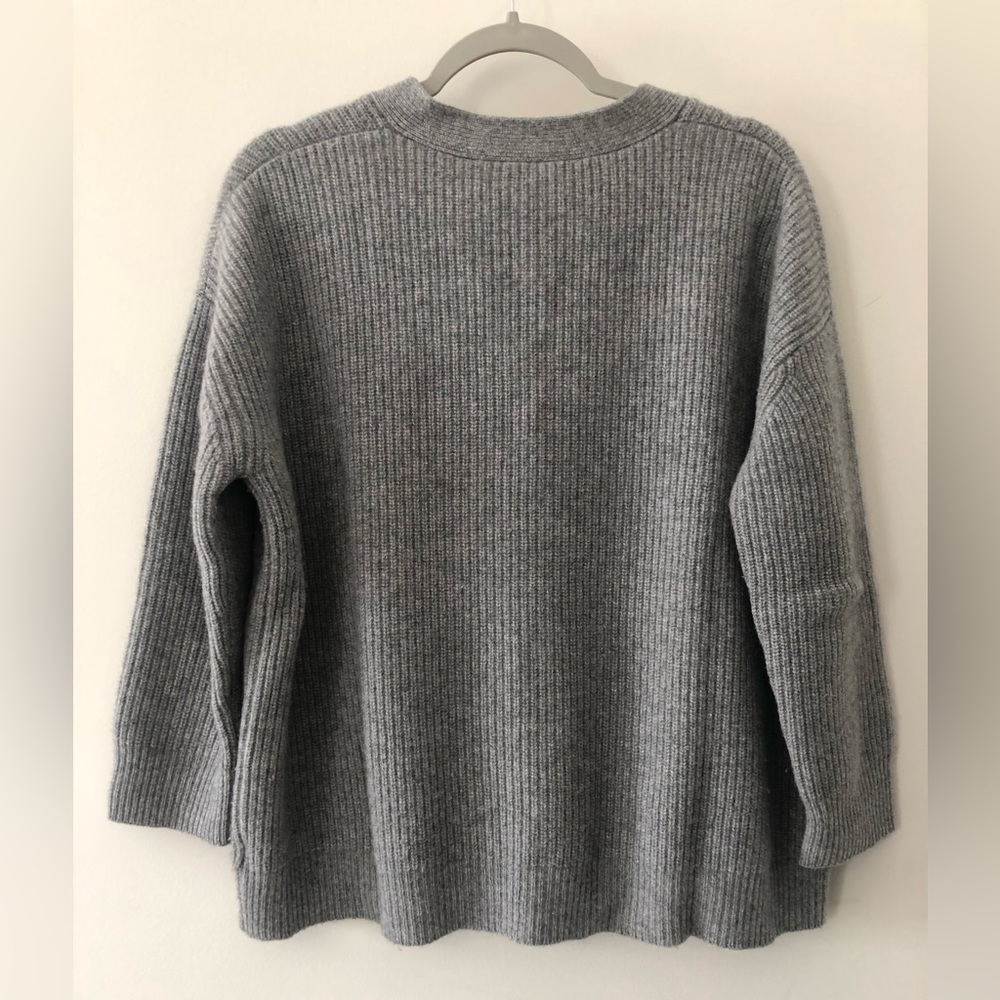 Jenni Kayne Gray Ribbed Wool-Blend Cardigan - Picture 2 of 6